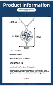 Detailspezifikationen der 1 Karat Herz Moissanit Halskette aus S925 Sterlingsilber