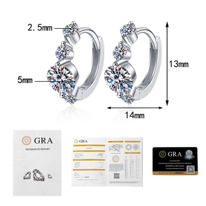 Detail view of S925 silver moissanite earrings with size specs and GRA certificate