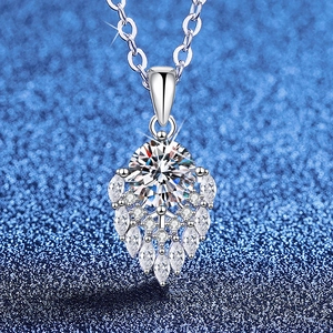 S925 Sterling Silver Moissanite Necklace Water Drop Pendant 1 Carat Moissanite With GRA Certificate For Women Jewelry
