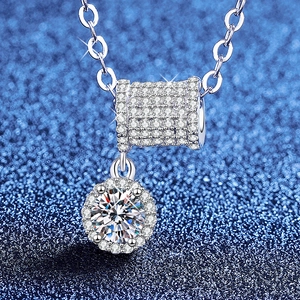 925 Sterling Silver Moissanite Necklace For Women Elegant Small Waist Halo Pendant With GRA Certificate Fashion Jewelry