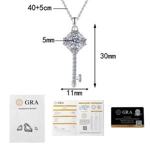 Detailed view of S925 silver sunflower key necklace with 1.0ct GRA certificate