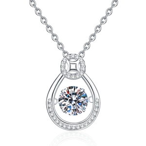 Elegant s925 silver moissanite necklace with a dancing heart teardrop pendant