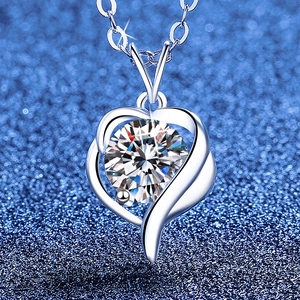 925 Sterlingsilber Herz Anhänger Halskette Mit Moissanit Strass Glitzernde 1 Karat Herzform Schlüsselbein Kette Halskette Für Damen
