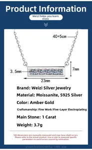 Détail du pendentif rectangle en Moissanite 1ct en argent S925 avec quatre pierres