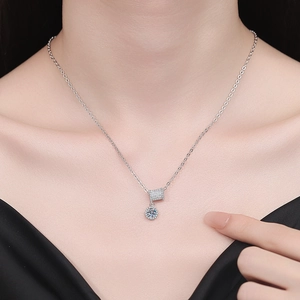 Elegant 2025 moissanite necklace featuring a cylindrical slider and a brilliant round pendant