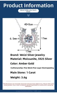 Detailed size specifications of the horseshoe moissanite necklace in S925 sterling silver