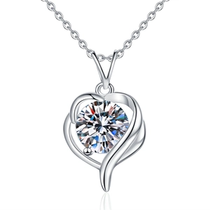 S925 Sterling Silber Herzkette mit einem 1 Karat runden Moissanit-Anhänger