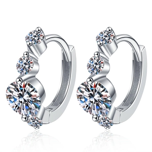 S925 sterling silver hoop earrings featuring sparkling moissanite in a gradient design