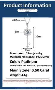 Detail specifications of S925 silver key pendant necklace with 0.5ct moissanite gemstone