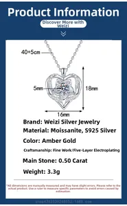 Spécifications du collier cœur en argent S925 avec pendentif moissanite 0,5ct