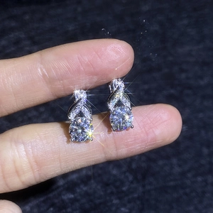 Sparkling S925 sterling silver moissanite earrings with infinity cross design for women