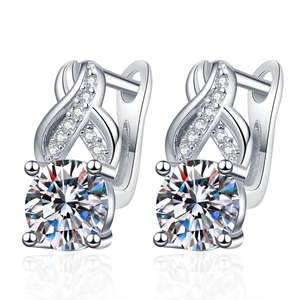 Elegant S925 sterling silver moissanite drop earrings with infinity cross fringe design