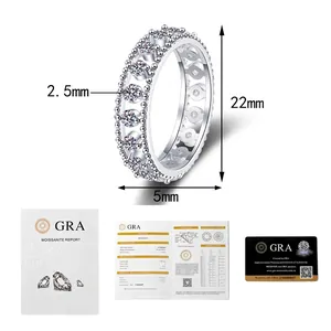 Détails de l'alliance Moissanite 5mm en argent S925 avec dimensions marquées