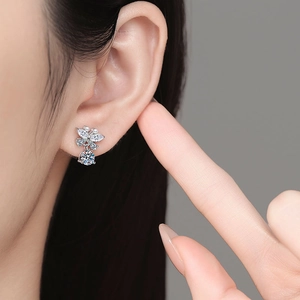 Boucles d'oreilles papillon exquises en argent 925 avec pendentif en zircon scintillant