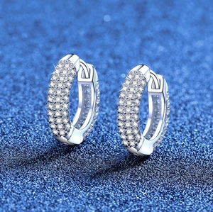 Elegant 925 Sterling Silver Moissanite Hoop Earrings For Women Luxury Full Pave Huggie Earrings With GRA Certificate Jewelry