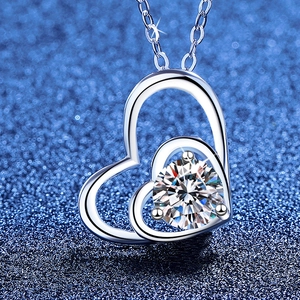 925 Sterling Silver Moissanite Heart Pendant Necklace For Women Elegant Heart Necklace Valentine Day Birthday Gift Jewelry