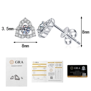 Moissanite flower earrings in 925 silver with 3.5mm stone and GRA certificate