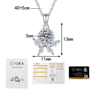 Detail view of sunflower moissanite necklace with S925 silver chain and GRA certificate