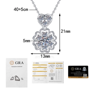 Close-up of S925 silver heart snowflake pendant with GRA moissanite certificate