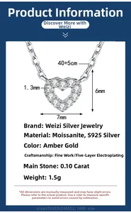 Dettagli della collana a cuore in argento S925 con pendente in moissanite da 10pt