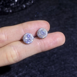 Elegant S925 silver halo moissanite stud earrings featuring brilliant cut stones