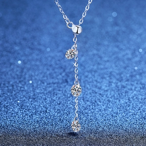 Collier Pendentif Gland en Argent Sterling S925 Moissanite pour Femmes Chaîne Réglable en Forme de Y Bijoux Coupe Ronde