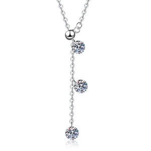 Élégant collier pendentif à pampilles en argent sterling S925 moissanite avec design en Y
