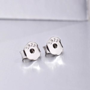Pair of S925 sterling silver plum blossom earring backs with polished metallic finish