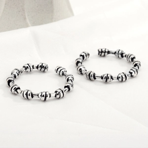 Handcrafted S925 sterling silver knotted ring with vintage oxidized finish for women