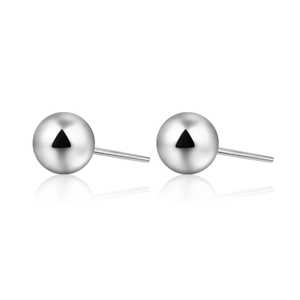 Polished 925 sterling silver ball stud earrings with minimalist round bead design