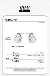 Detailed view of S925 silver stud earrings with elegant freshwater pearls and smooth finish