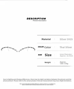 Detail specifications and dimensions of S925 sterling silver twisted rope stud earrings