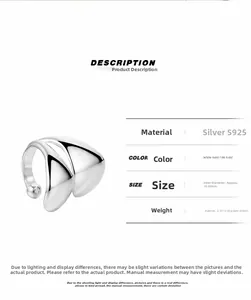 Detailed specs of double-layer S925 sterling silver ear cuffs showing size and weight