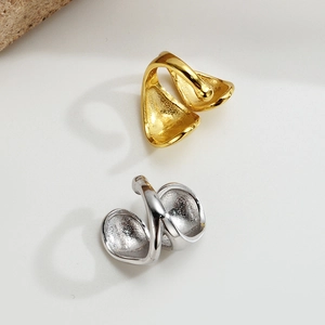 Minimalist S925 sterling silver double layer ear cuffs in gold and silver finishes