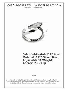 Macro detail of S925 silver double-layer Mobius ring with cross twisted design specs