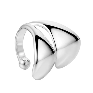 Minimalist S925 sterling silver double-layer open ring with mirror polished silver finish