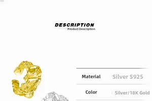 Detail showing irregular pleated texture and S925 sterling silver material of the ring