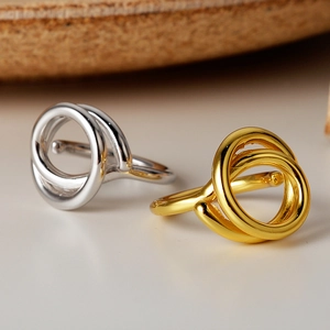 S925 Sterling Silver Minimalist Geometric Open Ring For Women Korean Style Multilayer Spiral Adjustable Line Jewelry