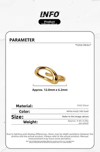 Detailed specs for s925 silver irregular oval ear cuffs in platinum and 18k gold finishes