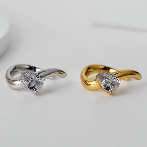 S925 Sterling Silver Water Drop Zirconia Ear Clip No Pierced Earrings Minimalist Jewelry Platinum 18K Gold Plated For Women