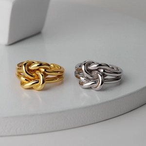 Minimalist 925 Sterling Silver Winding Knot Open Ring For Women Adjustable Multi Layer Stackable Fashion Finger Jewelry