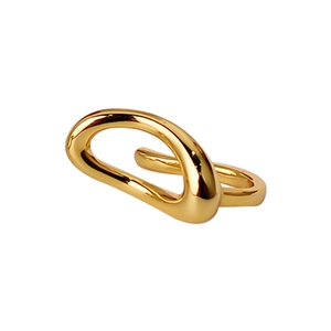 Minimalist S925 sterling silver irregular geometric ear cuff with gold hollow design