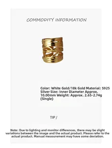 Specifiche dettagliate del polsino dell'orecchio in argento S925 con placcatura oro