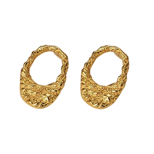 Minimalist S925 sterling silver earrings with irregular textured gold finish design