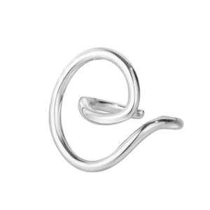 Minimalist S925 sterling silver E-letter ring with hollow geometric spiral design