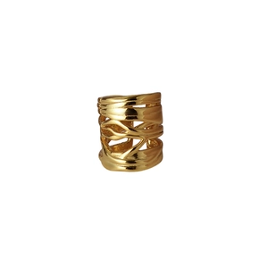 Ear cuff dorato irregolare con trama intrecciata minimalista in argento s925
