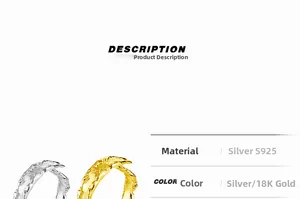 Detailed view of S925 sterling silver rings with unique hammered texture in silver and gold