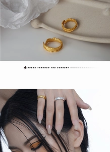 Detail showing irregular textured texture on S925 sterling silver adjustable rings