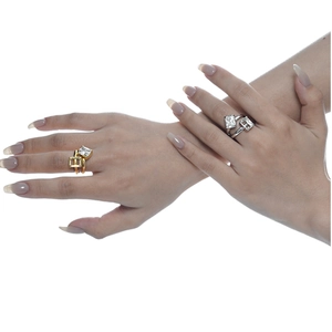 Minimalist S925 sterling silver rings with square zircon stones in gold and silver
