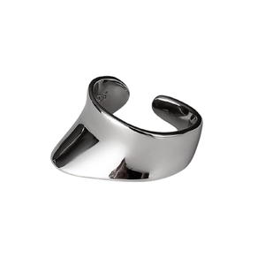 Minimalist S925 sterling silver geometric ear cuff with wide polished concave design